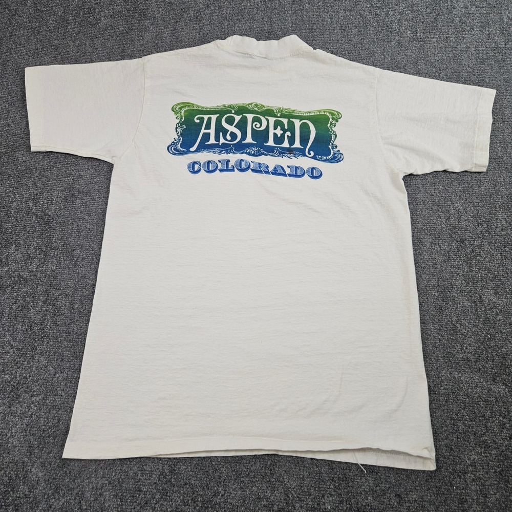 Vintage Aspen Colorado TShirt Large White Medium Fit Single‎ Stitch 90s Gorpcore